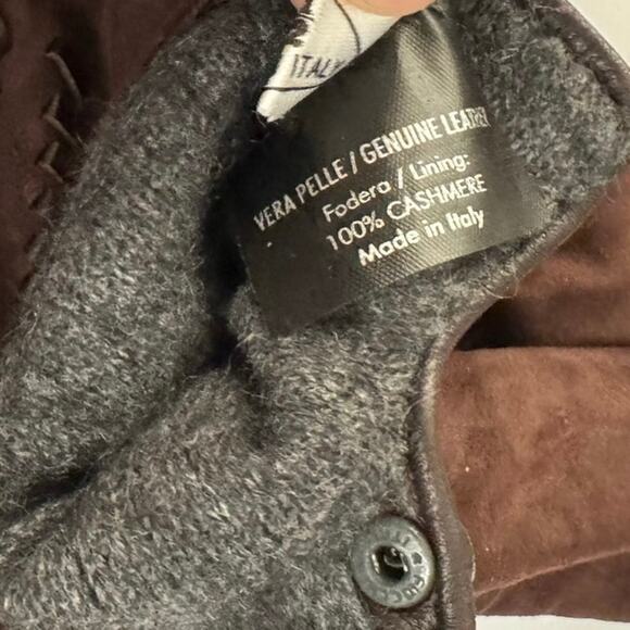 Luxury Italian Brown Suede leather Gloves – Cashmere Lined, Size 7.5 - Picture 5 of 8